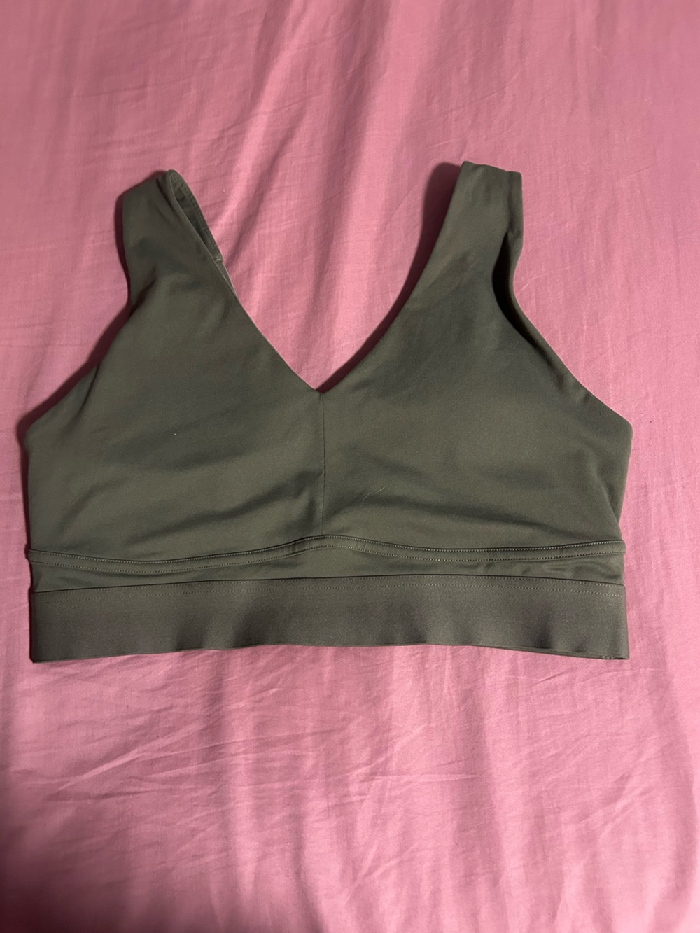 Fabletics Olive Green V-Neck Sports Bra Size XXL